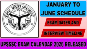 UPSSSC Exam Calendar 2026 Released