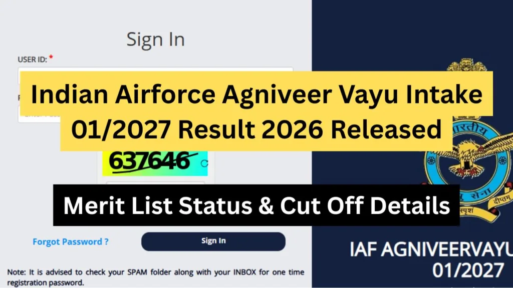 Indian Airforce Agniveer Vayu Intake 012027 Result
