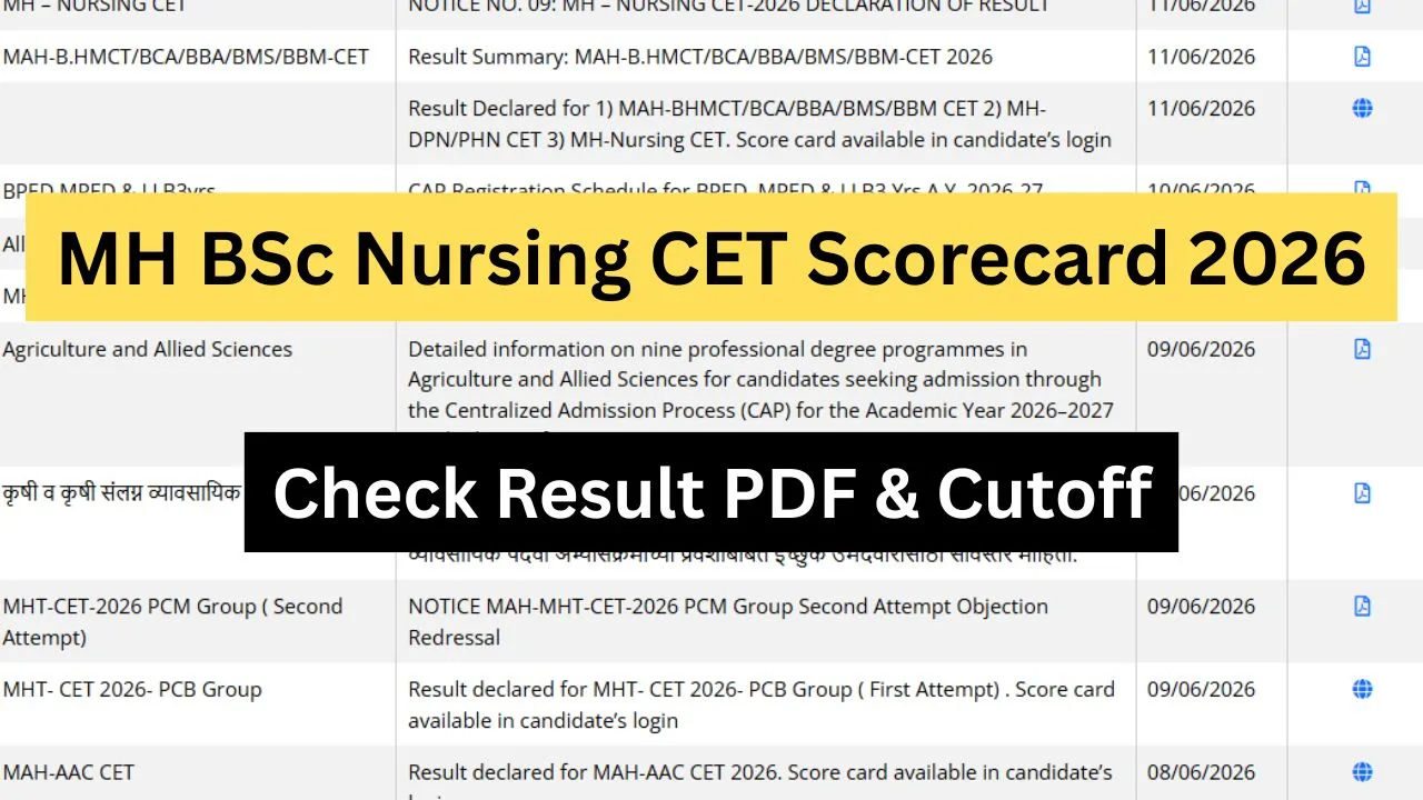 MH BSc Nursing CET Scorecard 2026