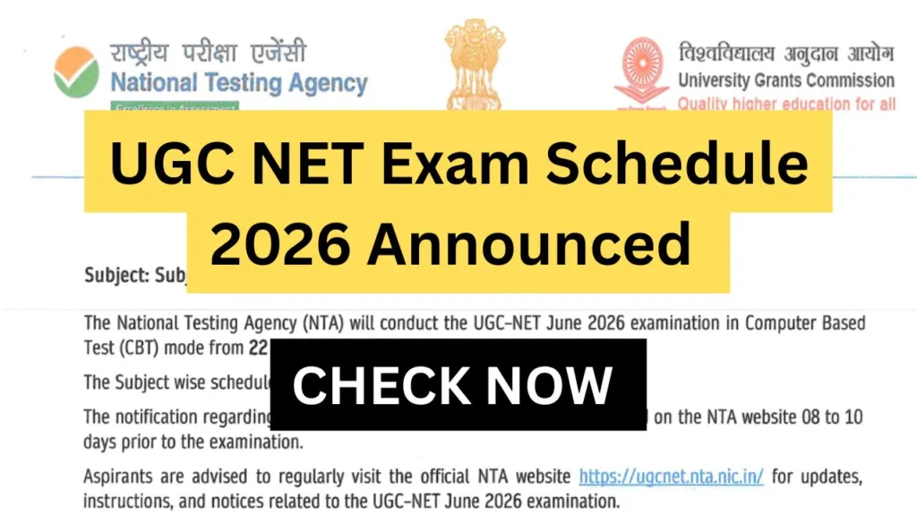 UGC NET Exam Schedule 2026 Announced