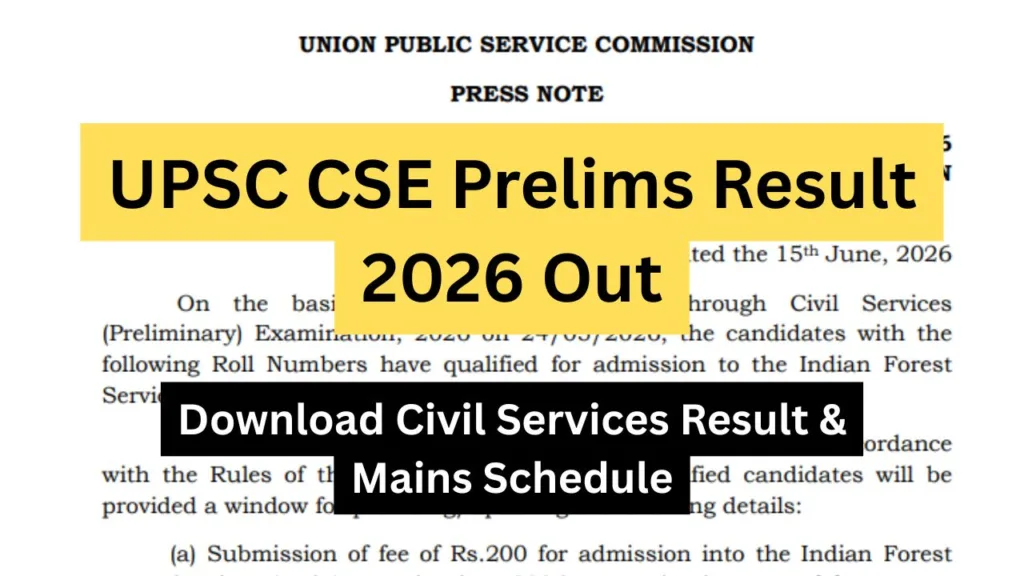 UPSC CSE Prelims Result 2026 Out